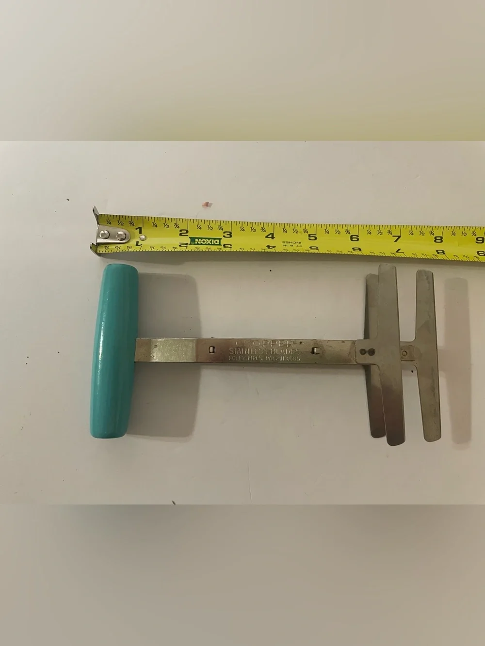 Foley Chopper Turquoise Wood Handle Mpls USA MCM Vintage Kitchen
